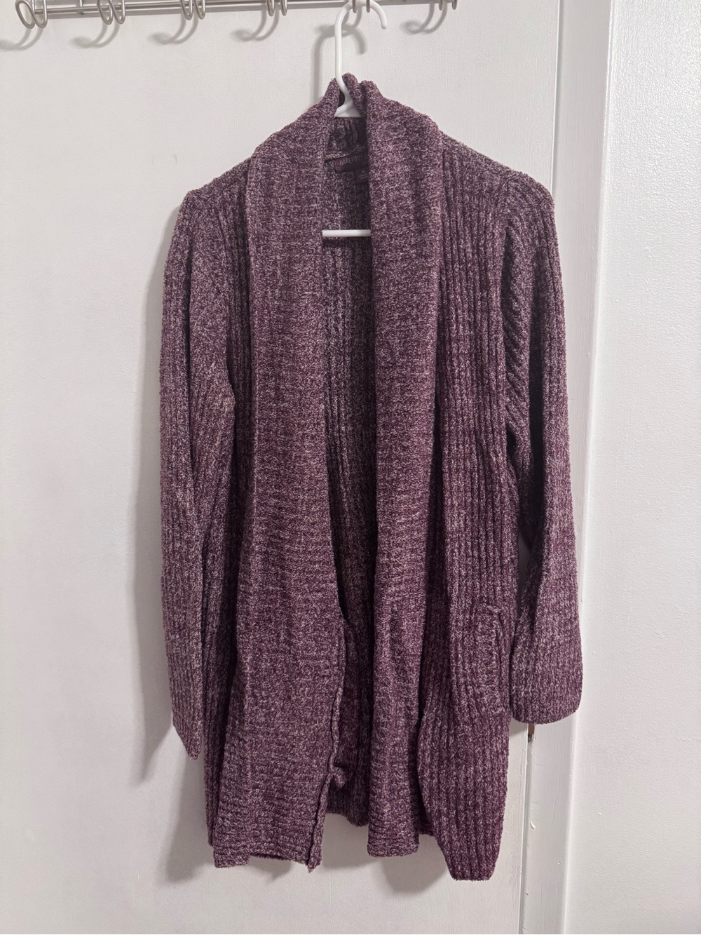Barefoot Dreams Open-Front Cardigan Sweater - Mauve Plum